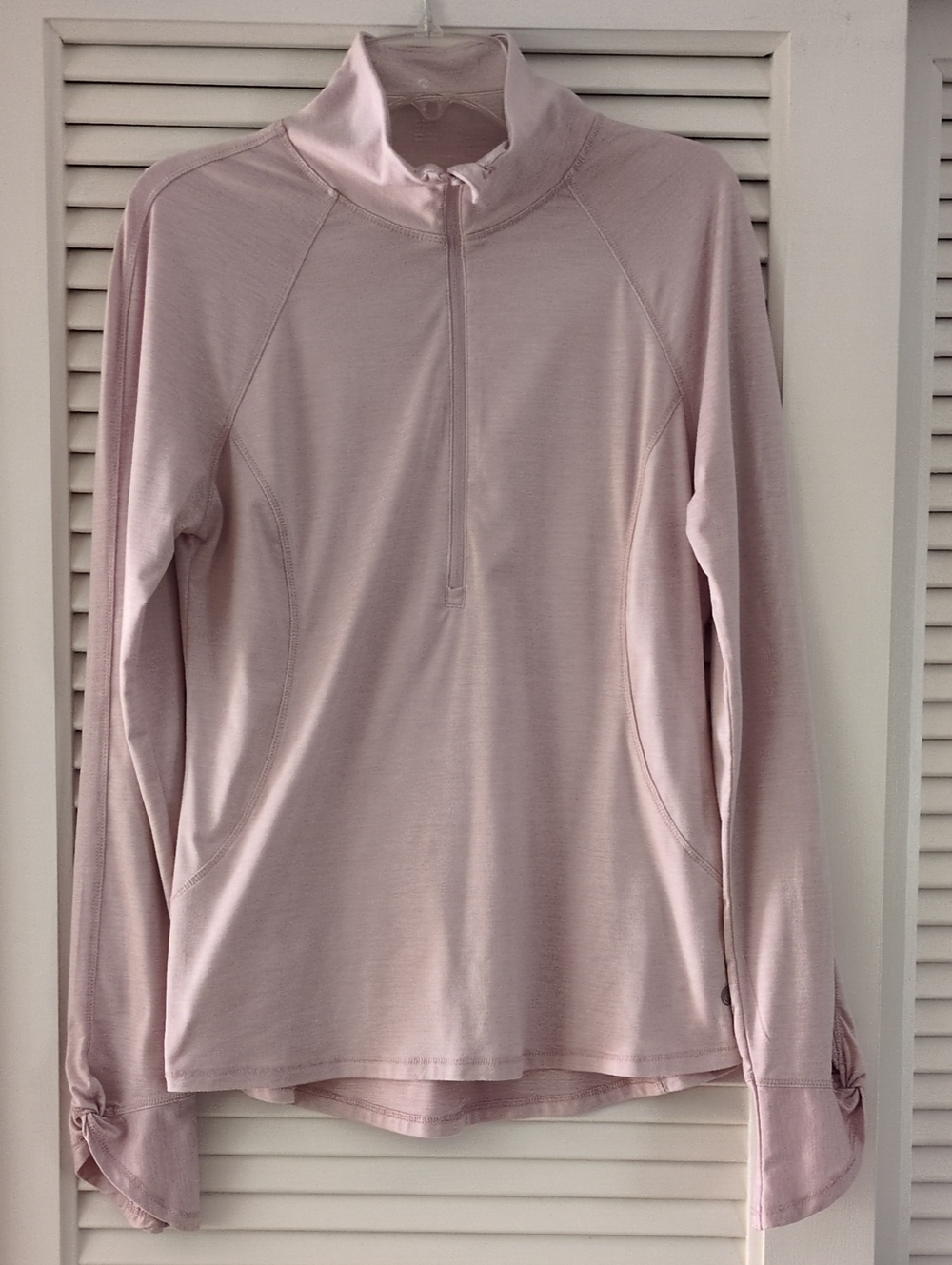 Apana Athletic Half-Zip Long Sleeve Active Top. Size S. Lt Lilac